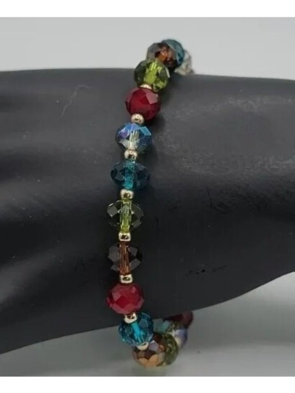 Gorgeous Multi-Colored Faceted Glass Bead Bracelet Stunning High Quality Beads
